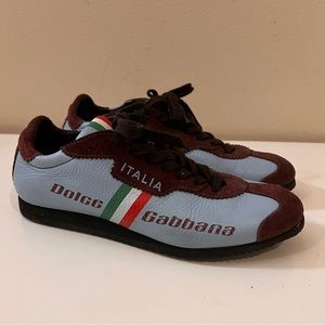 OG Dolce & Gabbana Vintage women’s sneakers size 7 light blue w/ brown suede